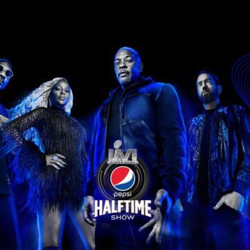 Dr. Dre, Snoop Dogg, Eminem, Mary J. Blige y Kendrick Lamar en el Super Bowl